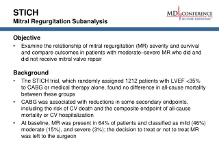 STICH Mitral Regurgitation Subanalysis