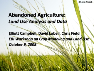 Abandoned Agriculture:  Land Use Analysis and Data