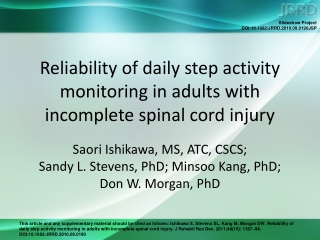 Reliability of daily step activity monitoring in adults with incomplete spinal cord injury