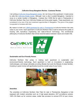 CoEvolve Group Bangalore Review - Customer Review