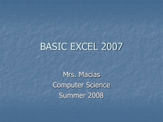 BASIC EXCEL 2007