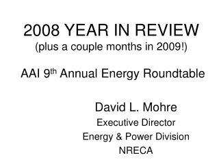 2008 YEAR IN REVIEW (plus a couple months in 2009!) AAI 9 th  Annual Energy Roundtable