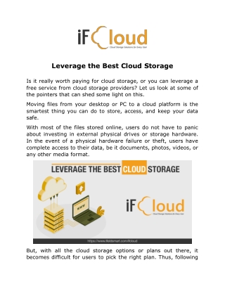 Leverage the Best Cloud Storage