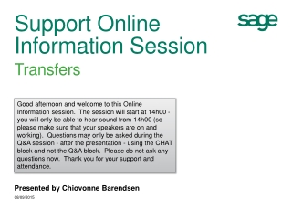 Support Online Information Session Transfers