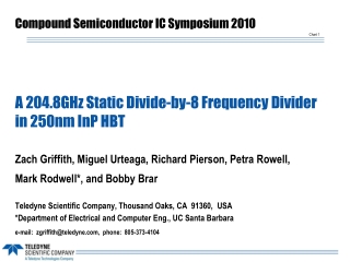 A 204.8GHz Static Divide-by-8 Frequency Divider  in 250nm InP HBT