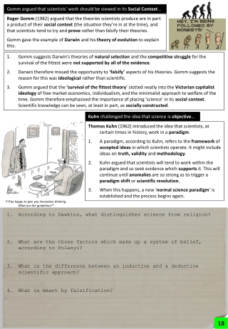 Gomm argued that scientists’ work should be viewed in its  Social Context …