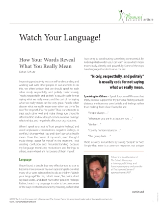 Watch Your Languages - The Human Element