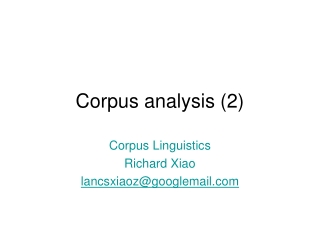 Corpus analysis (2)