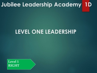 Jubilee Leadership Academy  1D          LEVEL ONE LEADERSHIP