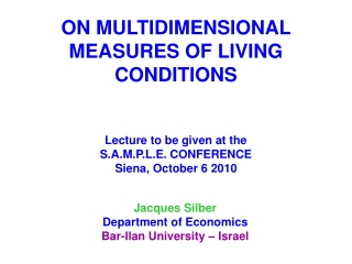 Jacques Silber Department of Economics Bar-Ilan University – Israel