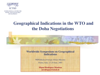 Geographical Indications in the WTO and the Doha Negotiations