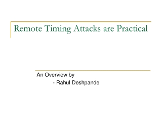 Remote Timing Attacks are Practical