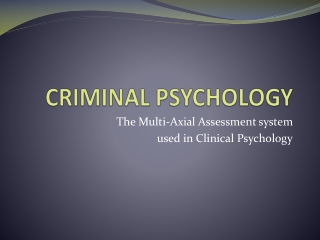 CRIMINAL PSYCHOLOGY