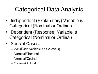 Categorical Data Analysis