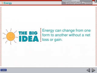 Energy can change from one form to another without a net loss or gain.