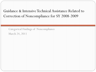 Categorical Findings of  Noncompliance March 24, 2011