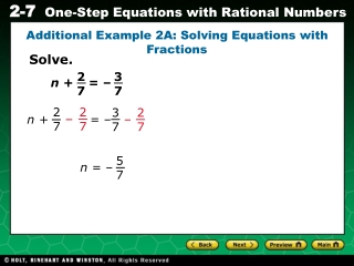 Additional Example 2A: Solving Equations with Fractions