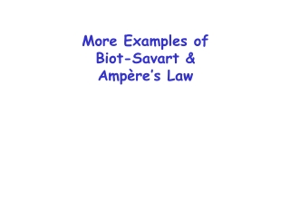 More Examples of  Biot-Savart &amp; Ampère’s Law