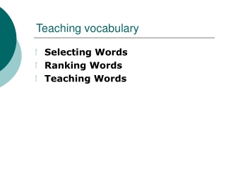 Teaching vocabulary