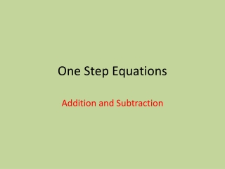 One Step Equations