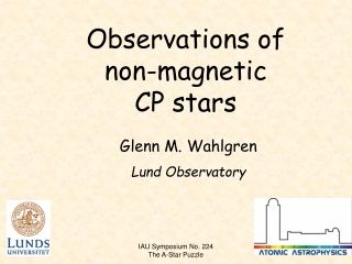 Observations of non-magnetic      CP stars