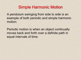 Simple Harmonic Motion