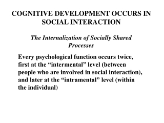 COGNITIVE DEVELOPMENT OCCURS IN SOCIAL INTERACTION