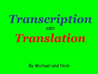 Transcription AND Translation