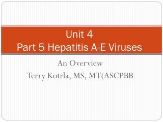 Unit 4 Part 5 Hepatitis A-E Viruses