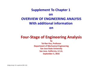 Supplement To Chapter 1  on  OVERVIEW OF ENGINEERING ANALYSIS With additional information  on