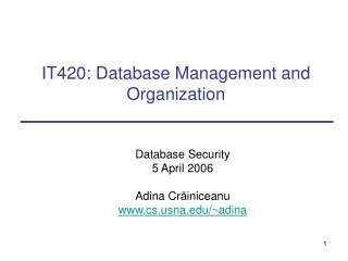 IT420: Database Management and Organization