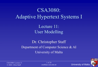 CSA3080: Adaptive Hypertext Systems I