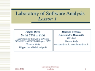 Laboratory of Software Analysis Lesson 1