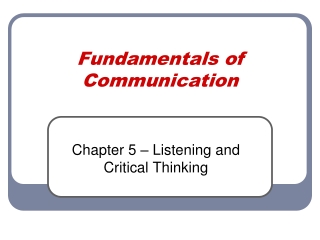 Fundamentals of Communication