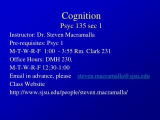 Cognition Psyc 135 sec 1