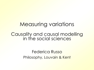 Measuring variations Causality and causal modelling in the social sciences