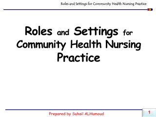 Roles and Settings for Community Health Nursing Practice