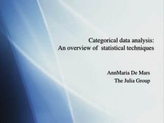 Categorical data analysis:  An overview of  statistical techniques