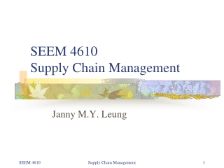 SEEM 4610  Supply Chain Management