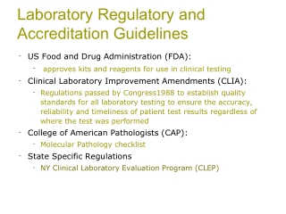 Laboratory Regulatory and Accreditation Guidelines