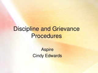 Discipline and Grievance Procedures