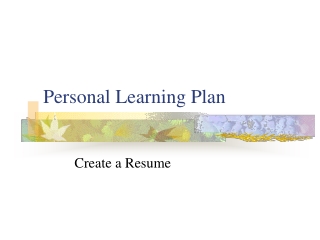 Personal Learning Plan