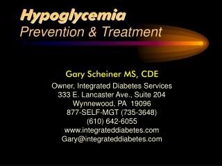 Hypoglycemia Prevention &amp; Treatment