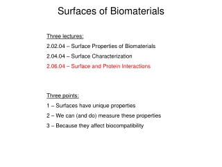 Surfaces of Biomaterials