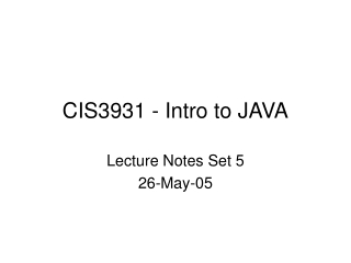 CIS3931 - Intro to JAVA