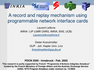 A record and replay mechanism using programmable network interface cards