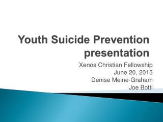 Youth Suicide Prevention presentation