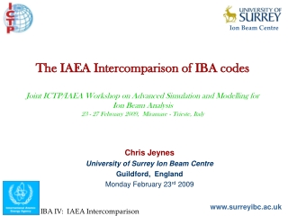 Chris Jeynes University of Surrey Ion Beam Centre Guildford,  England Monday February 23 rd  2009