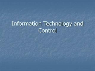 Information Technology and Control