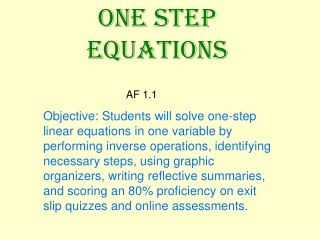 ONE STEP EQUATIONS